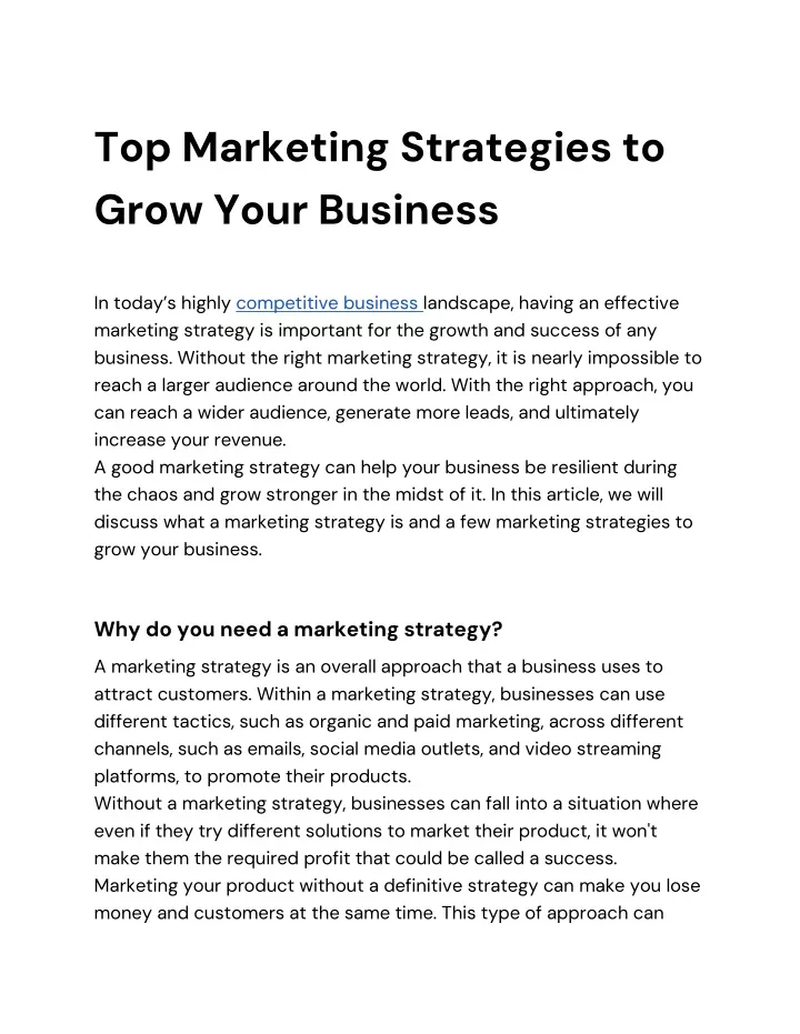 top marketing strategies to grow your business
