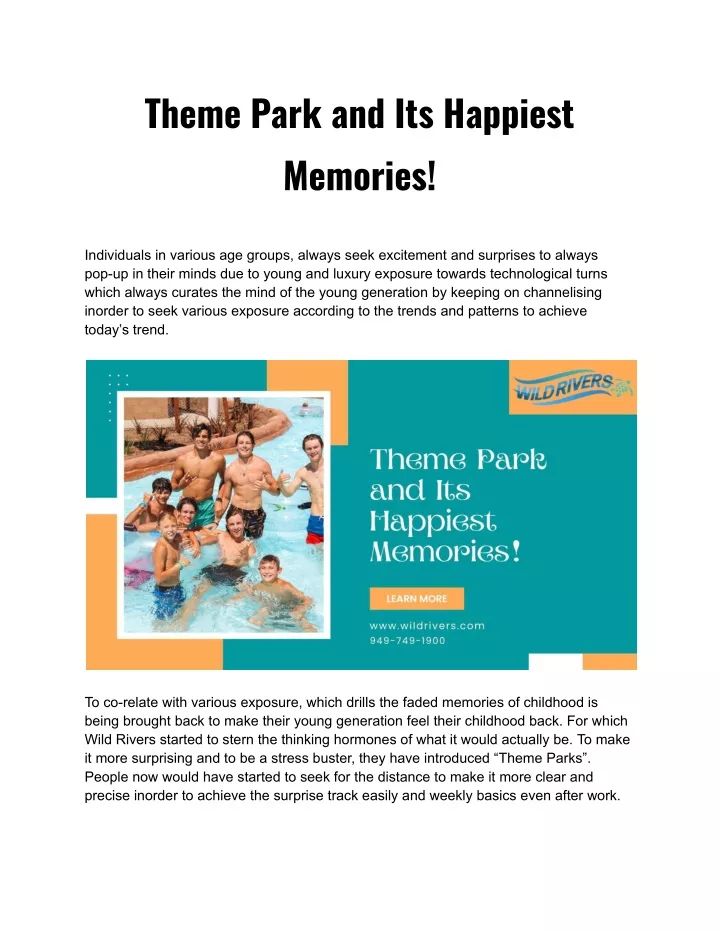 theme park and its happiest memories
