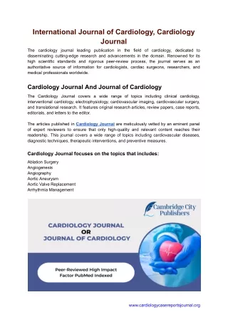 International Journal of Cardiology, Cardiology Journal