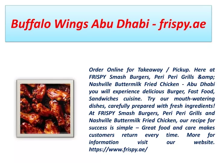 buffalo wings abu dhabi frispy ae