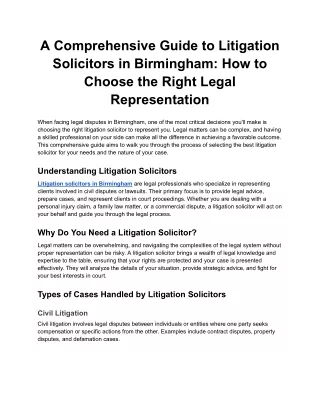 A Comprehensive Guide to Litigation Solicitors in Birmingham_ How to Choose the Right Legal Representation