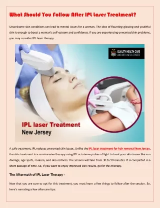 What Should You Follow After IPL Laser Treatment