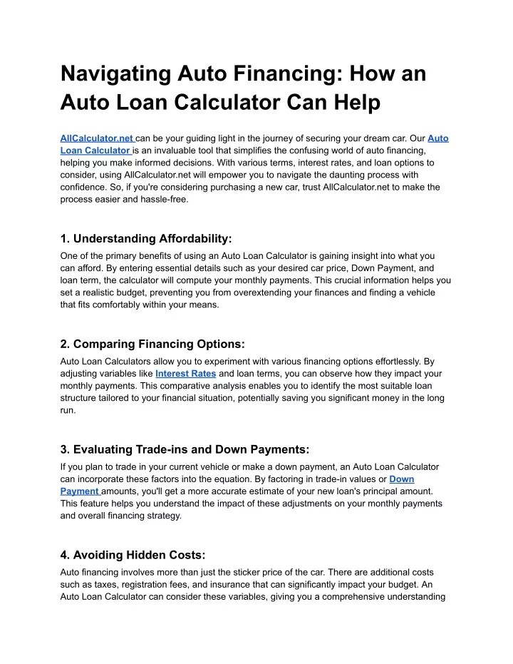 navigating auto financing how an auto loan