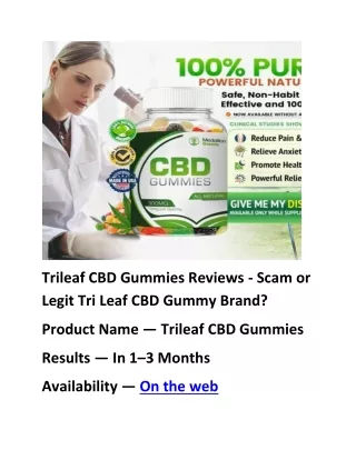 Trileaf CBD Gummies Reviews - Scam or Legit Tri Leaf CBD Gummy Brand?