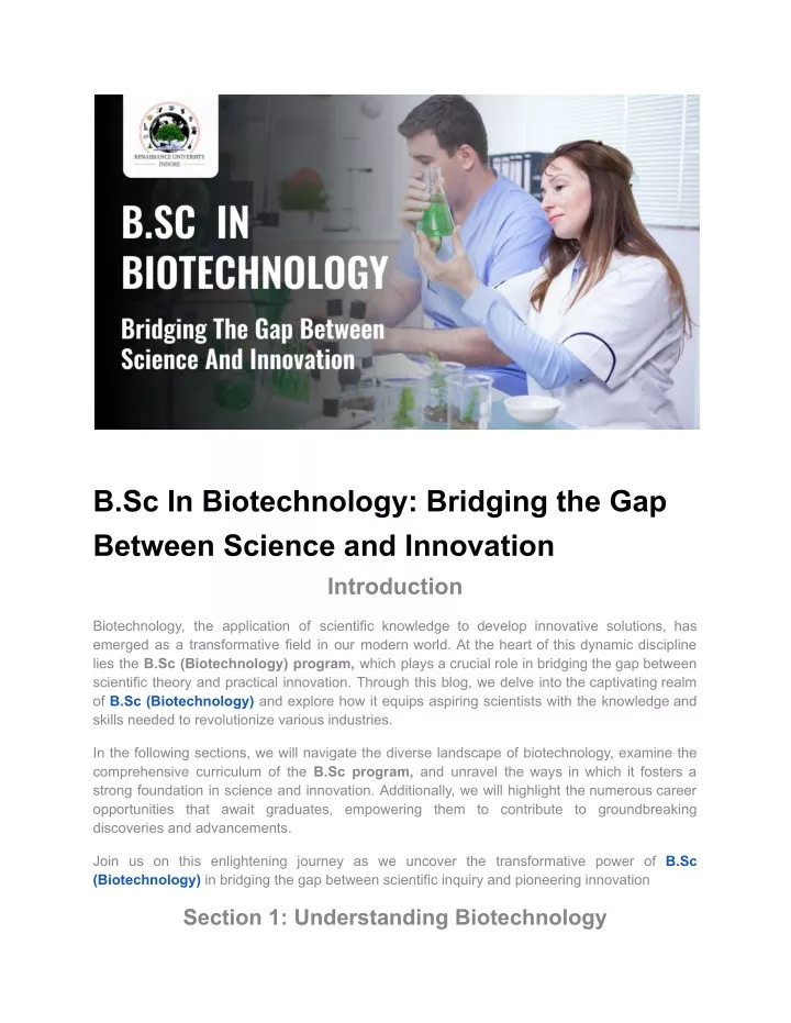 b sc in biotechnology bridging the gap between