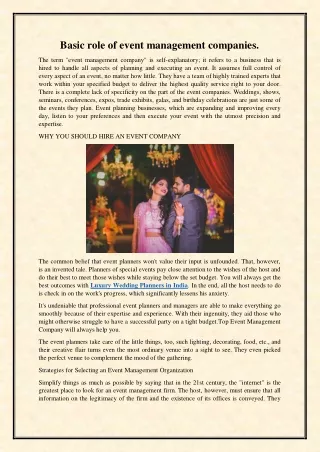 basic role of event management companies