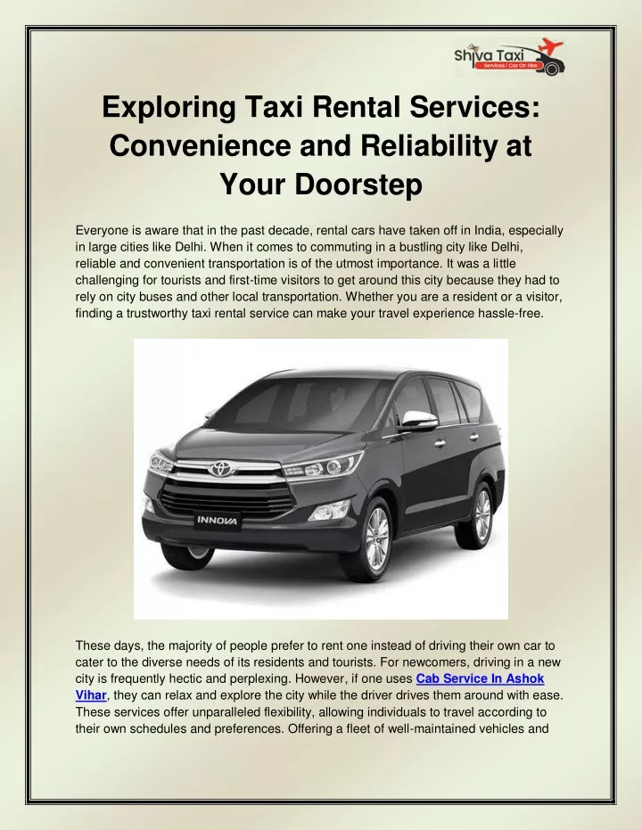 exploring taxi rental services convenience