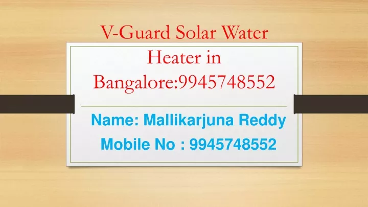 v guard solar water heater in bangalore 9945748552