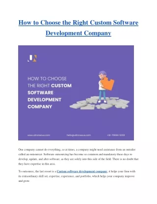 How to Choose the Right Custom Software Development Company