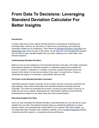 Title_ From Data to Decisions_ Leveraging Standard Deviation Calculator for Better Insights