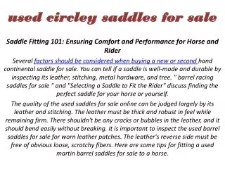 used circley saddles for sale