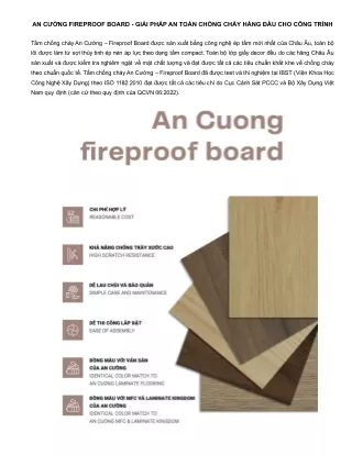 An Cường Fireproof Board - Giải Pháp An Toàn Chống Cháy Hàng Đầu Cho Công Trình