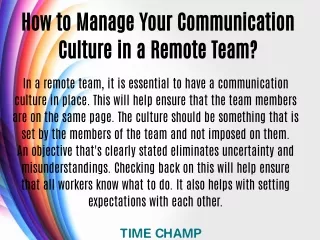 How to Manage Your Communication Culture in a Remote Team?