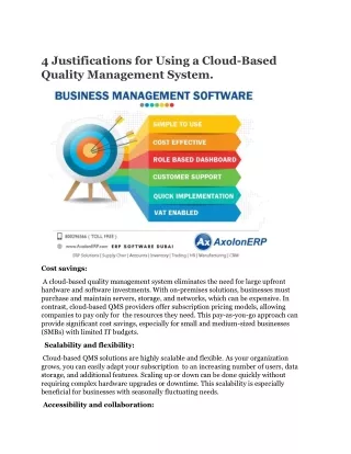 4 justifications for using a cloud based quality