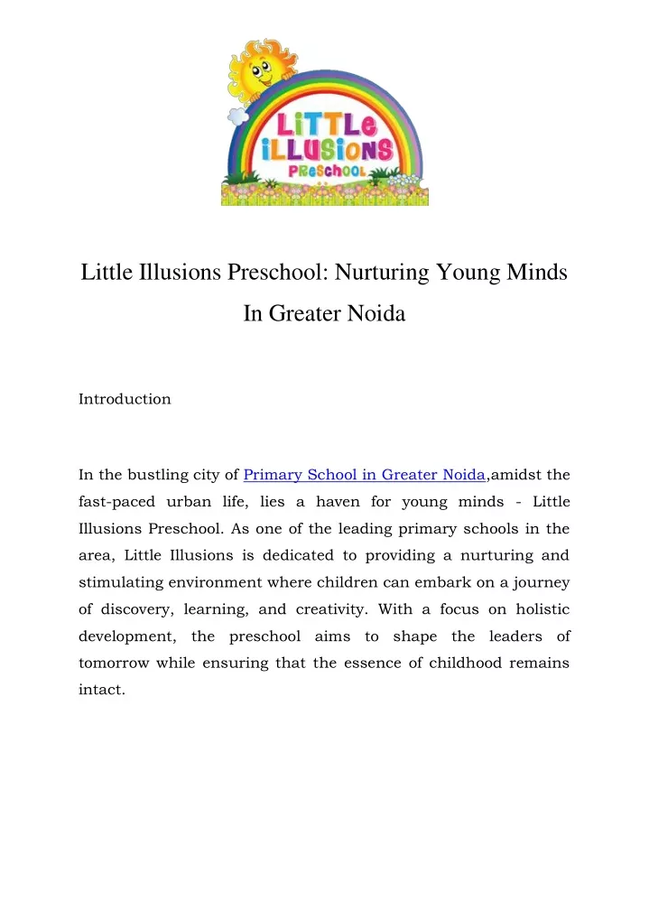 little illusions preschool nurturing young minds