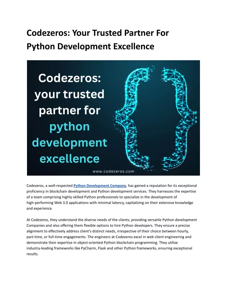 codezeros your trusted partner for python