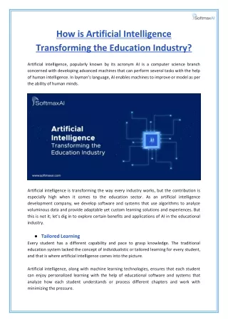 How is Artificial Intelligence Transforming the Education Industry