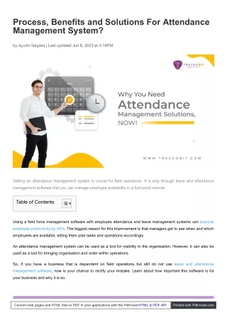 Process, Benefits and Solutions For Attendance Management System