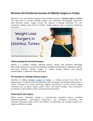 Discover the Emotional Journey of Obesity Surgery in Turkey