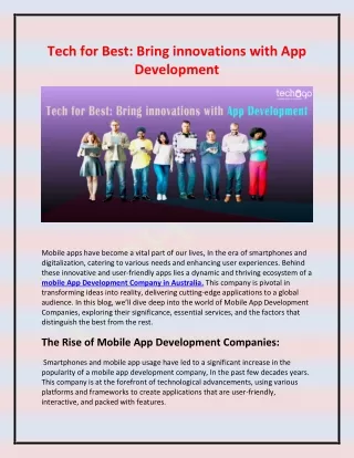 tech for best bring innovations with