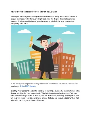 How to Build a Successful Career after a MBA degree