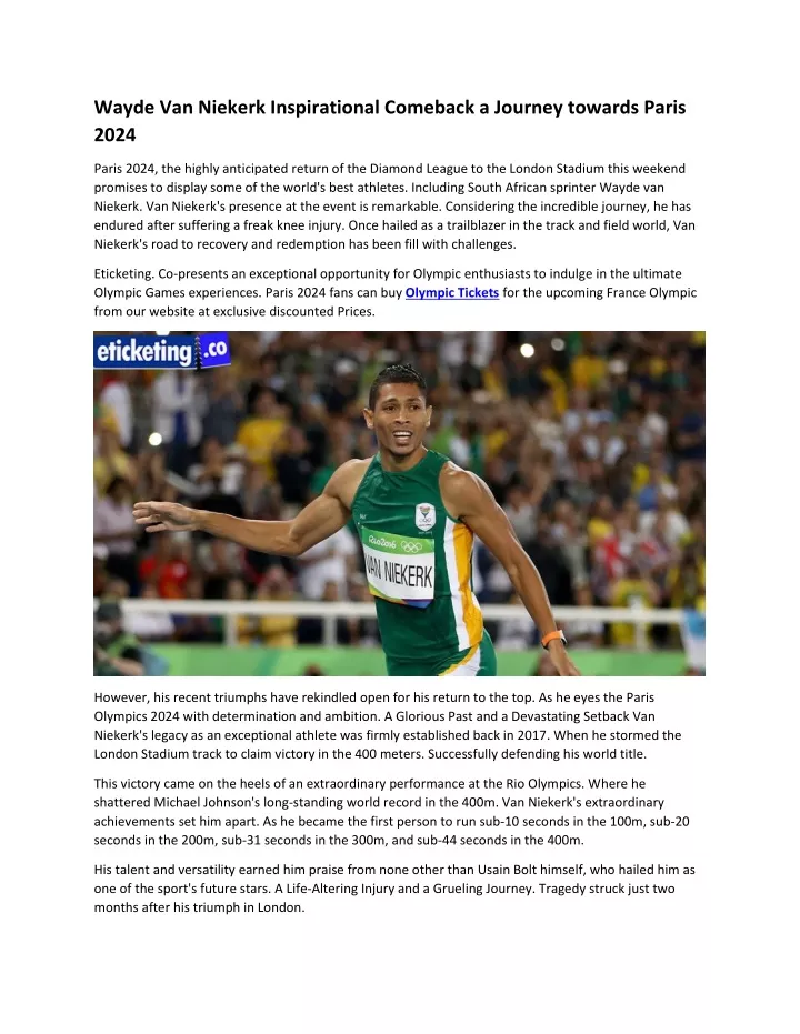 wayde van niekerk inspirational comeback