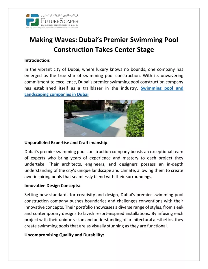 making waves dubai s premier swimming pool