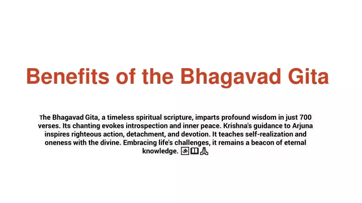 benefits of the bhagavad gita