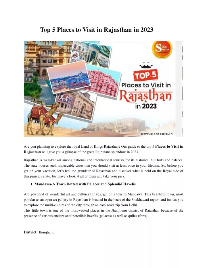 top 5 places to visit in rajasthan in 2023