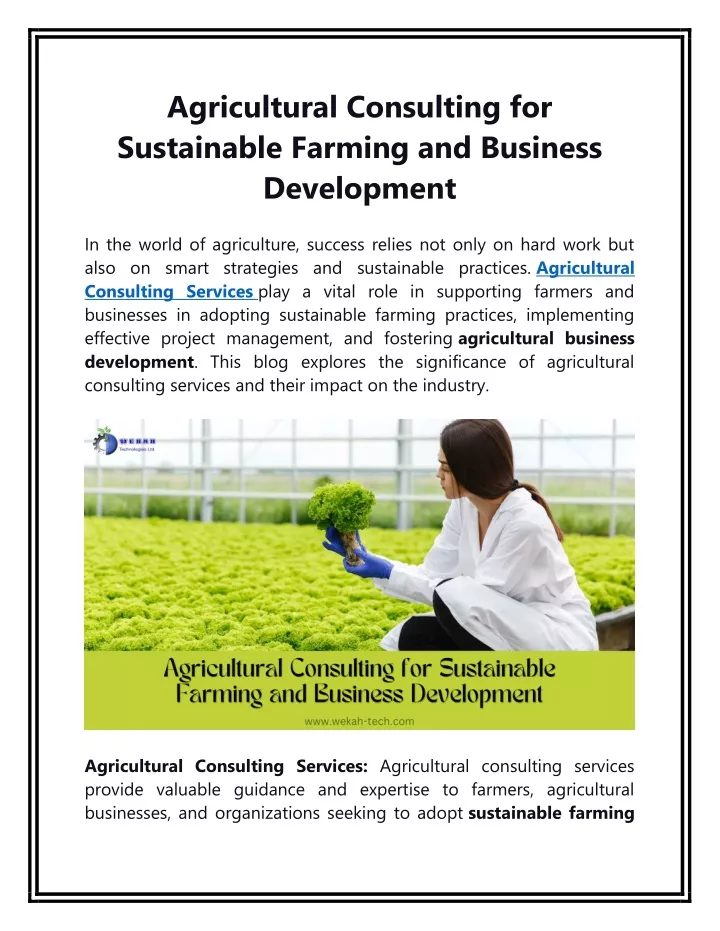 agricultural consulting for sustainable farming