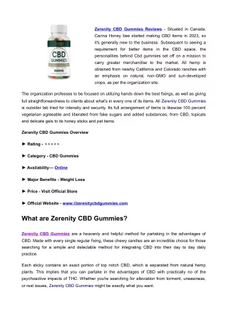 Zerenity CBD Gummies Canada
