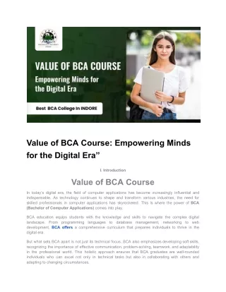 value of bca course empowering minds