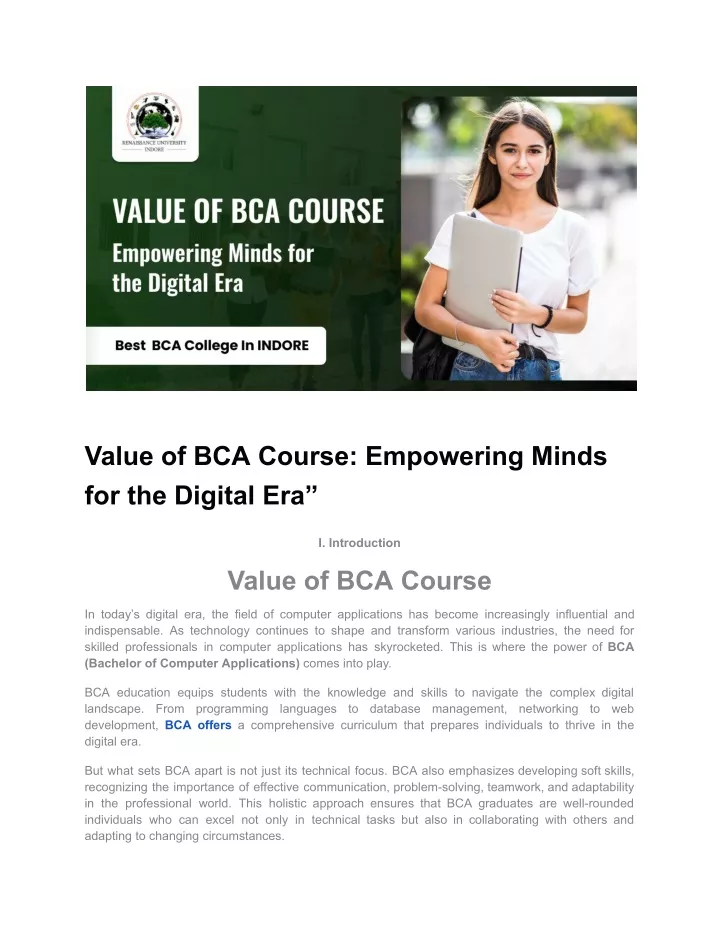 value of bca course empowering minds