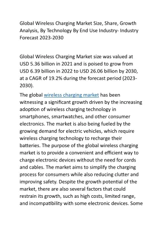 global wireless charging market size share growth