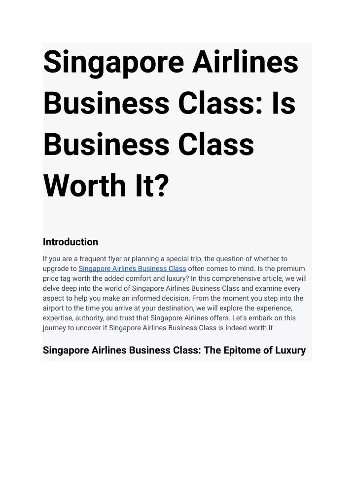 singapore airlines business class is business