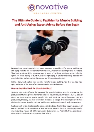 The Ultimate Guide to Peptides for Muscle Building and Anti-Aging: Expert Advice