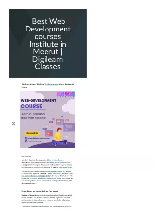 best web d e v e l o p m e n t courses institute