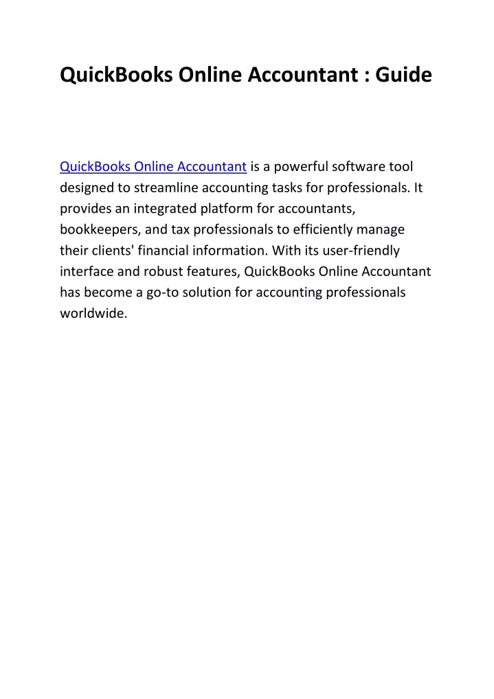 PPT - QuickBooks Online Accountant (1) PowerPoint Presentation, Free ...