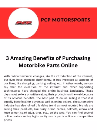 3 Amazing Benefits of Purchasing Motorbike Parts Online.pdf