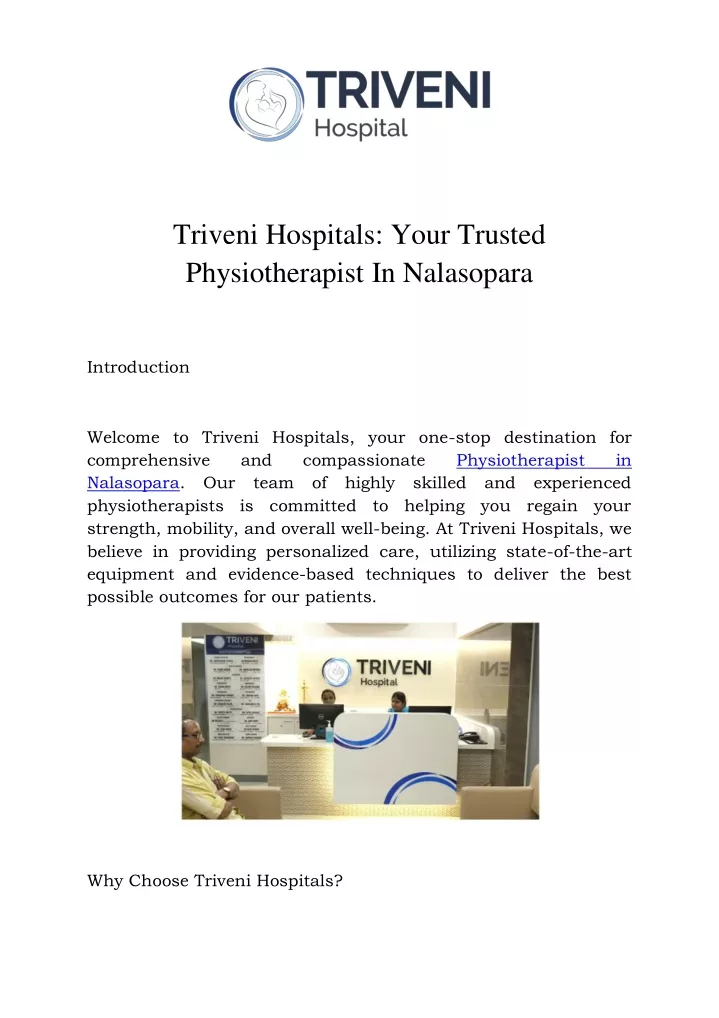triveni hospitals your trusted physiotherapist