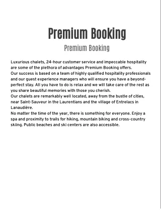 Premium Booking
