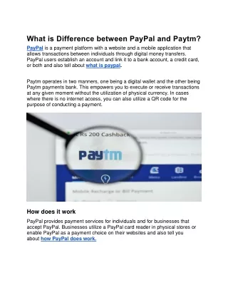What is Difference between PayPal and Paytm