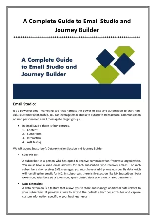 a complete guide to email studio and journey