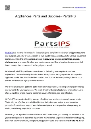 Appliances Parts and Supplies- PartsIPS 3