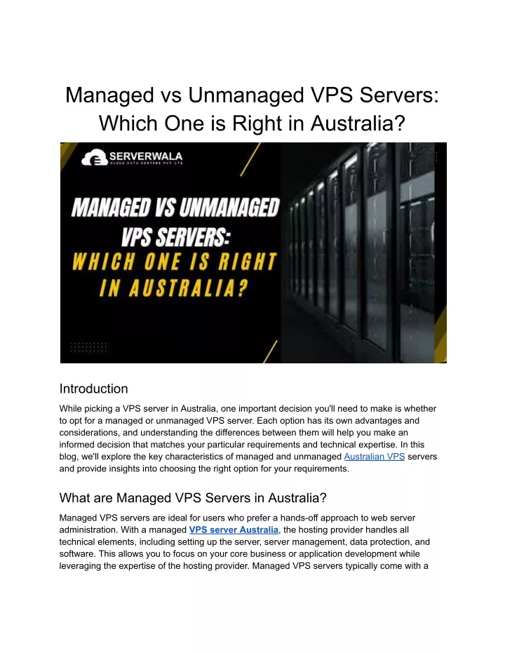 managed vs unmanaged vps servers which