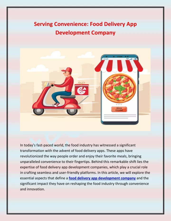 serving convenience food delivery app development