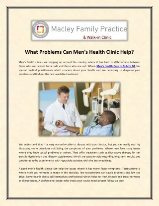 What Problems Can Men’s Health Clinic Help