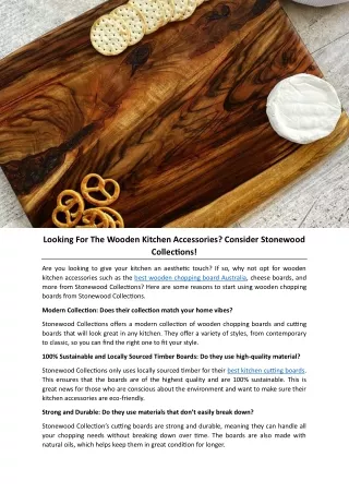 Looking For The Wooden Kitchen Accessories? Consider Stonewood Collections!
