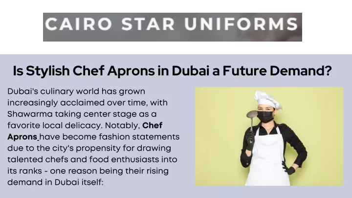 is stylish chef aprons in dubai a future demand