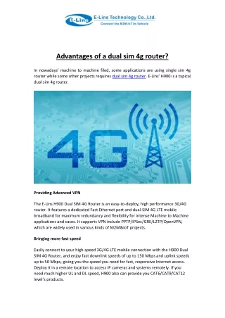 Advantages of a dual sim 4g router